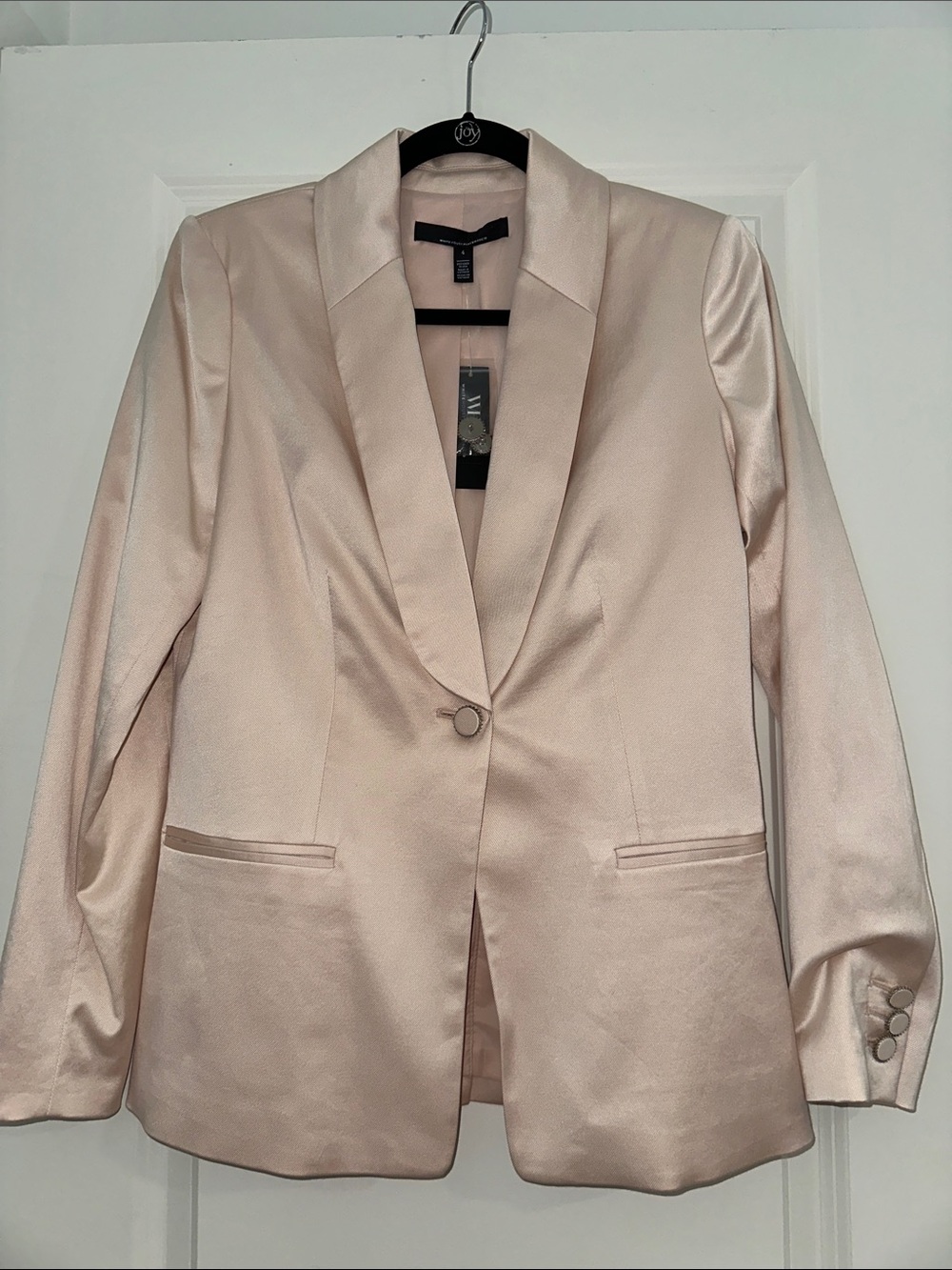 WHBM very pale pink (color on tag is called Cream Tan) Blazer with light sheen